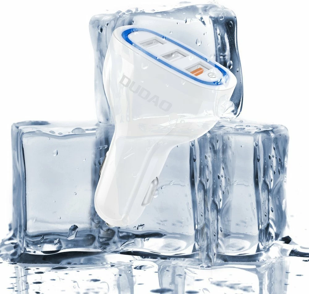 Karikues veture Dudao R7S, 3x USB, Quick Charge 3.0, 18W, Bardhë