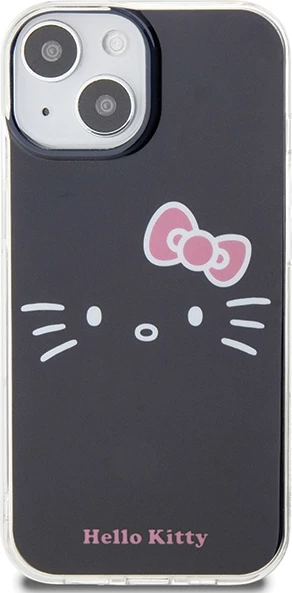 Mbështjellës Hello Kitty IML Kitty Face për iPhone 15, i zi