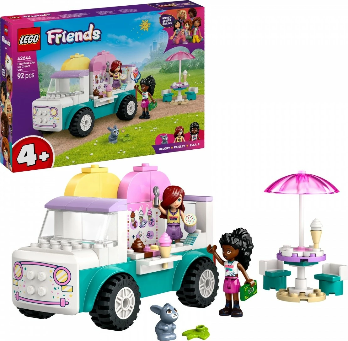 Set lodrash LEGO Friends Heartlake City Ice Cream Van 42644, 92 pjesë, për fëmijë, shumëngjyrësh