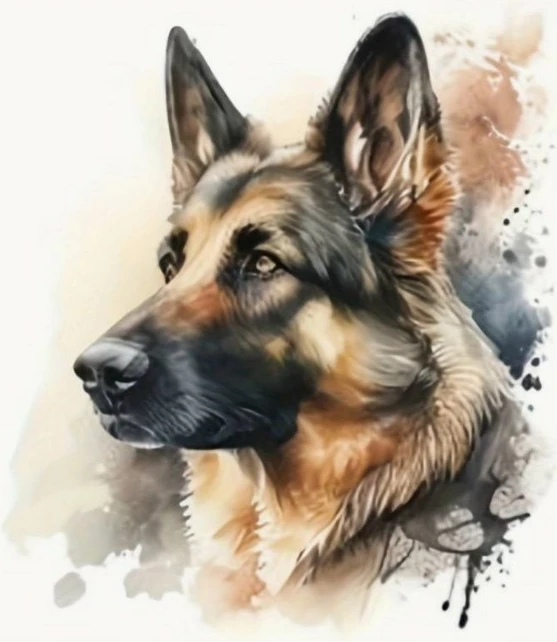 Mozaik diamantësh Norimpex NO-2000864, qen German Shepherd, shumëngjyrësh, 30x40cm