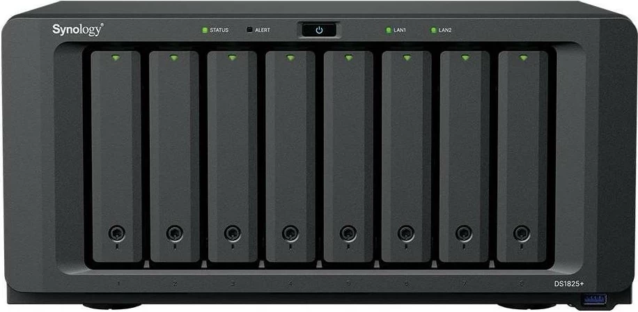 NAS Synology DS1825+, 8GB RAM, 10 vende për hard disk, M.2 NVMe, i zi