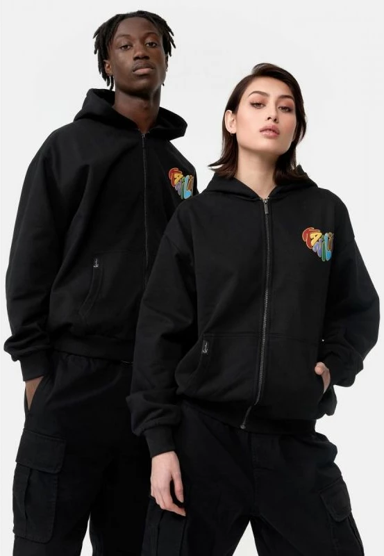 Duks me zip të plotë Karl Kani Woven Signature Kani Life OS për meshkuj dhe femra, ngjyrë e zezë