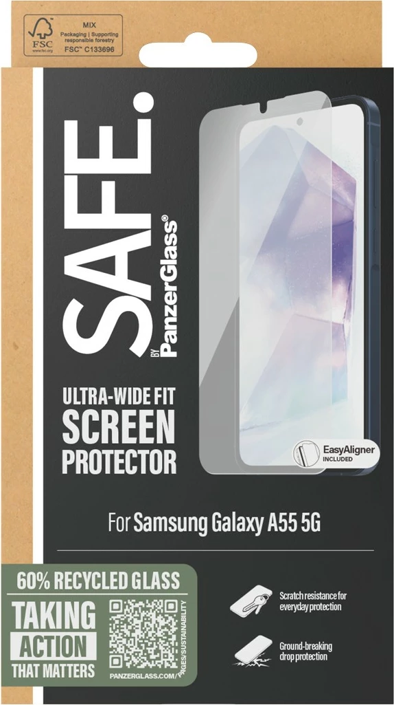 Mbrojtës ekrani PanzerGlass për Samsung A55 5G, transparent