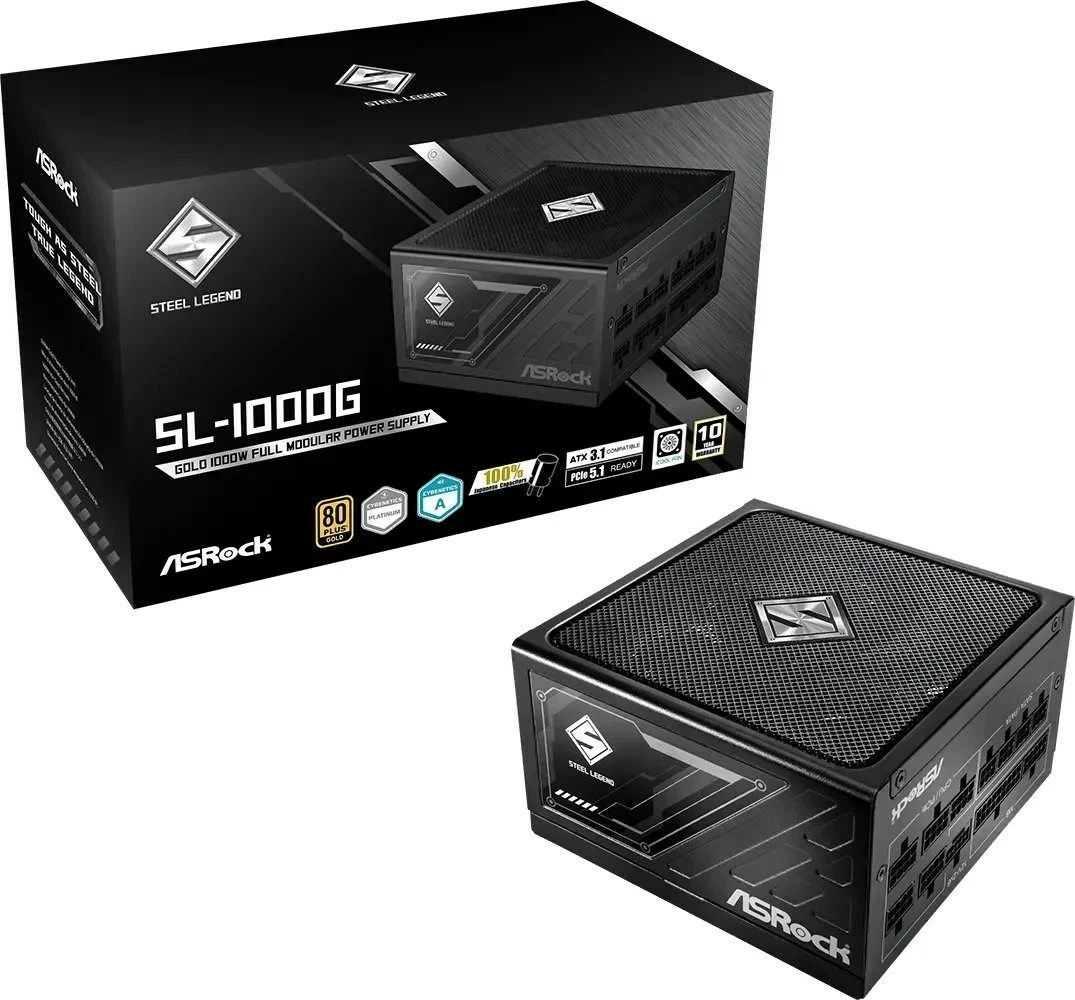 Kasë furnizim ASRock STEEL LEGEND 1000W, 80 PLUS Gold, e zezë