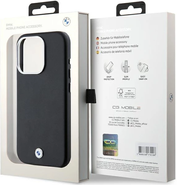 Mbështjellës BMW Signature Wrapped Metal MagSafe për iPhone 15 Pro, i zi