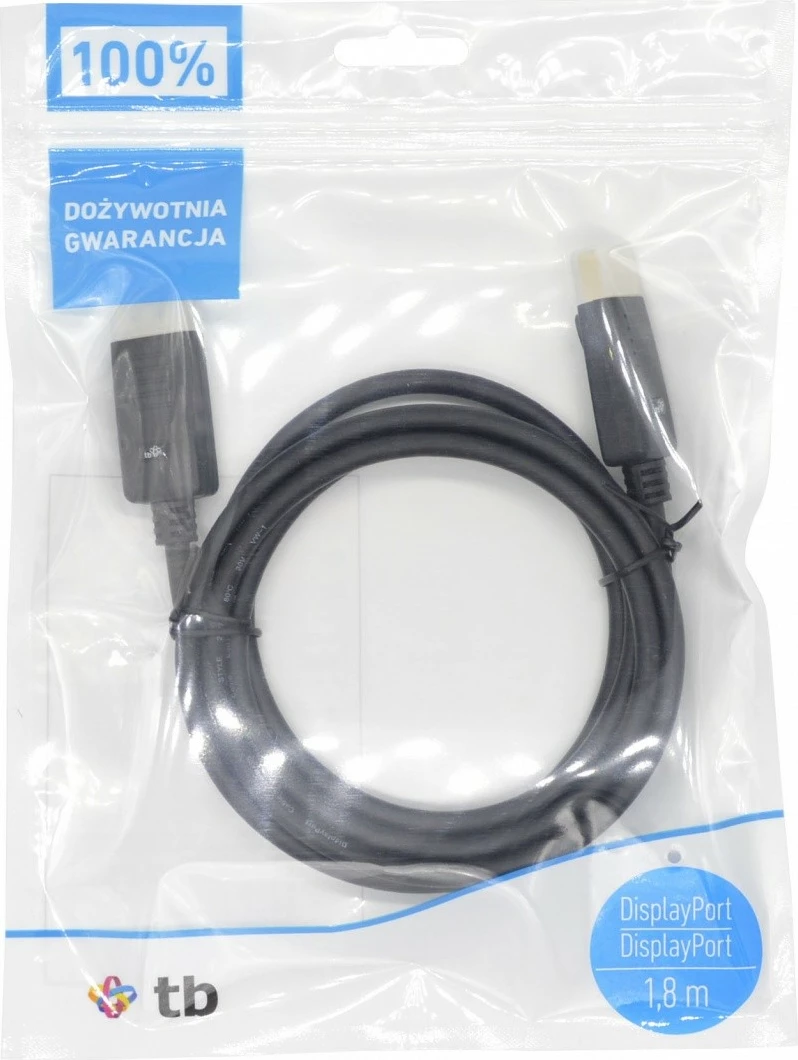 Kabllo DisplayPort TB AKTBXVDMDPPG18B, 1.8 m, e zezë