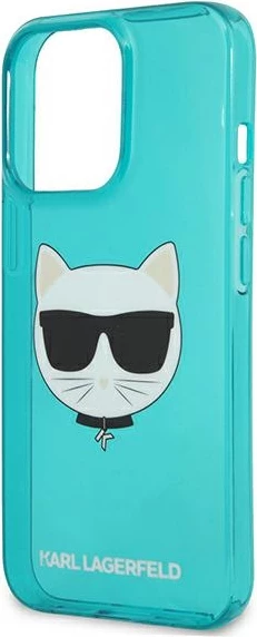 Mbështjellës Karl Lagerfeld KLHCP13LCHTRB për iPhone 13/13 Pro, 6.1", Choupette Head, Kaltër
