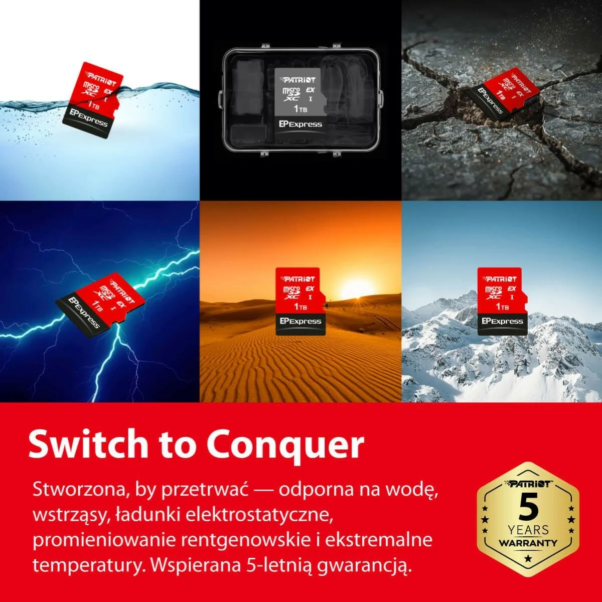 Kartelë memorie microSDXC Patriot EP Express 256GB, 800/600MB/s, e kuqe