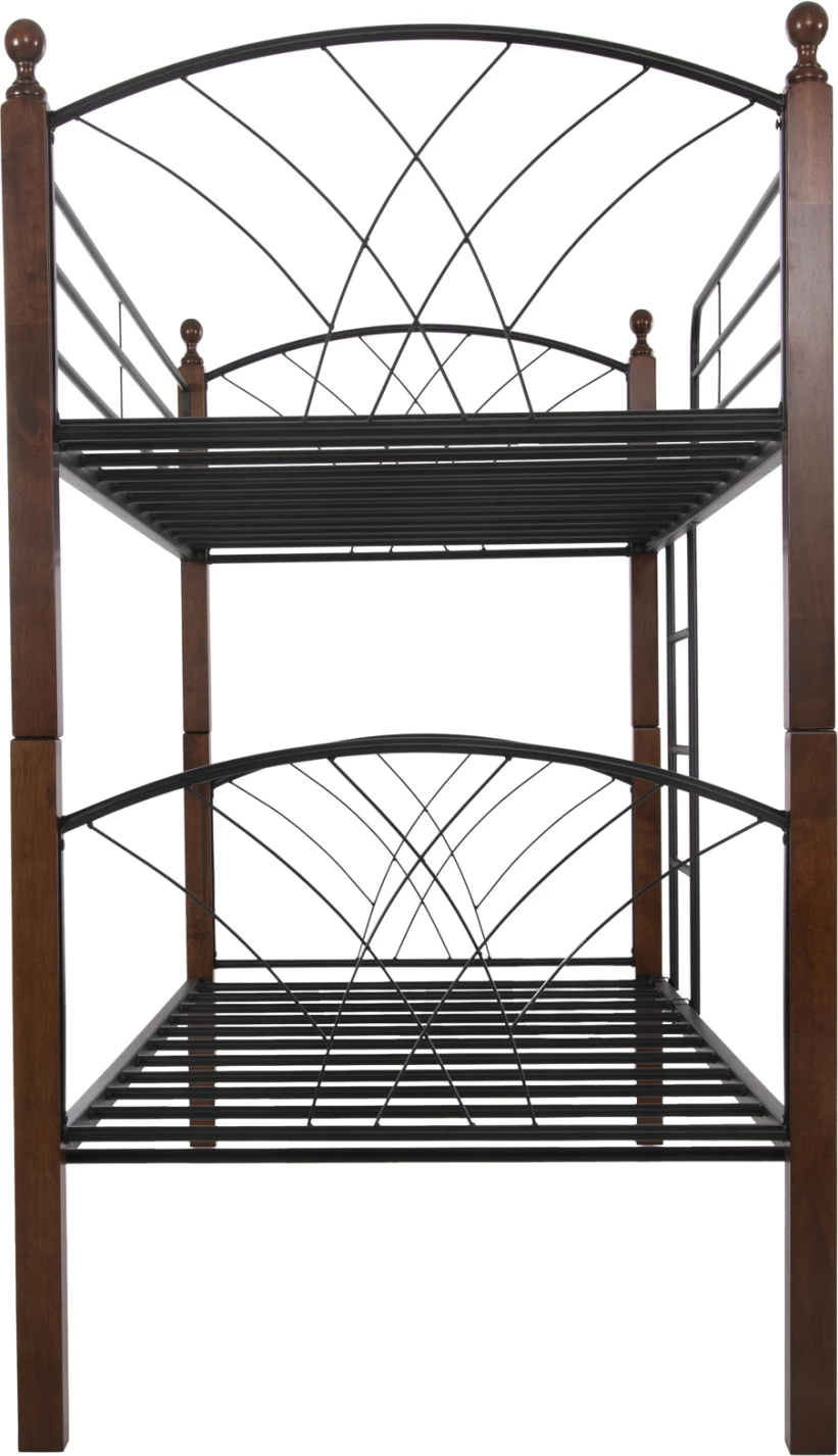 Krevati marinari STOREY FH687 metalik i zi-dru gome në ngjyrë arre 200x90x158Hcm