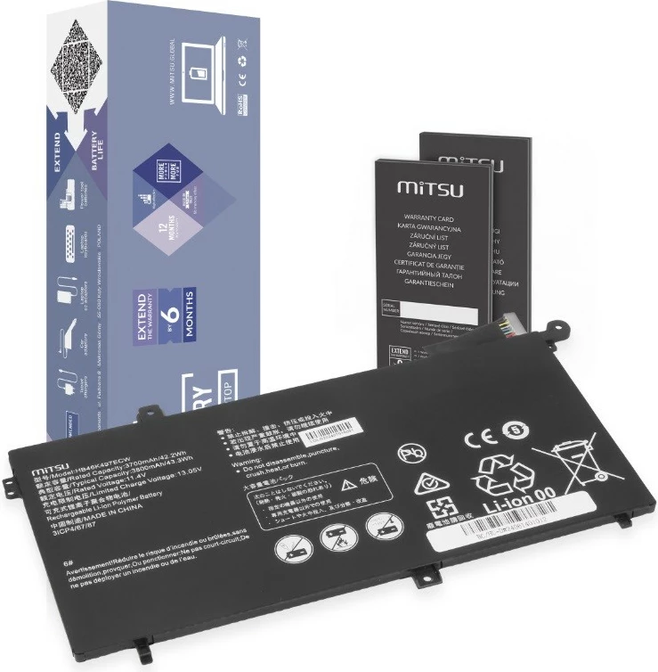 Bateri laptop Mitsu për Huawei Matebook D Series HB46K497ECW, 3700 mAh, 11.4V, Li-poly