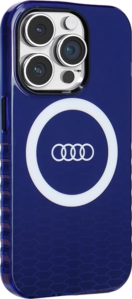 Mbështjellës Audi IML Big Logo MagSafe për iPhone 14 Pro, Blu