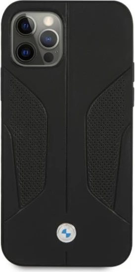 Mbështjellës BMW BMHCP12LRSCSK për iPhone 12 Pro Max, lëkurë, i zi