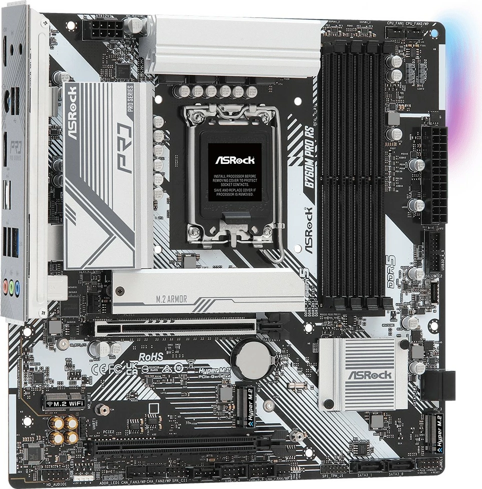 Pllakë amë ASRock B760M PRO RS, DDR5, LGA1700, mATX, e zezë/argjendtë