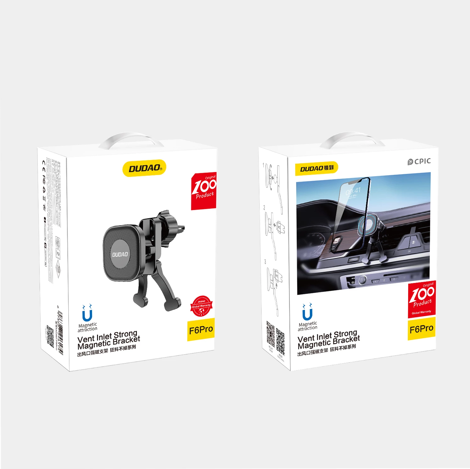 Mbajtës magnetik për veturë Dudao F6Pro, për grilë ventilimi, i zi