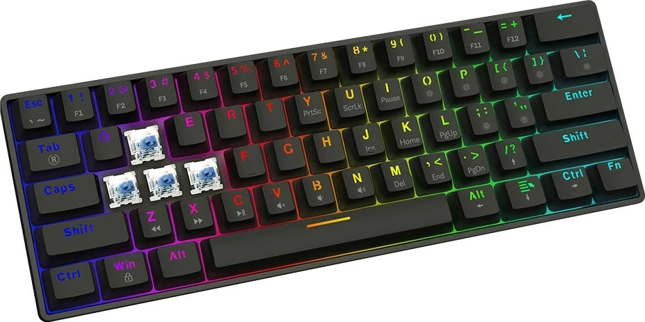 Tastierë mekanike gaming SAVIO BLACKOUT X2 Blue, 60%, RGB, QWERTY US, e zezë