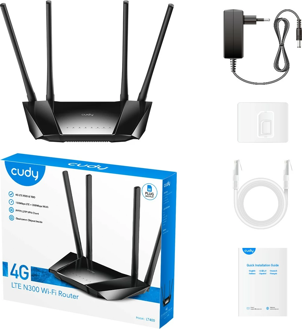 Router Cudy LT400 N300 4G LTE, i zi