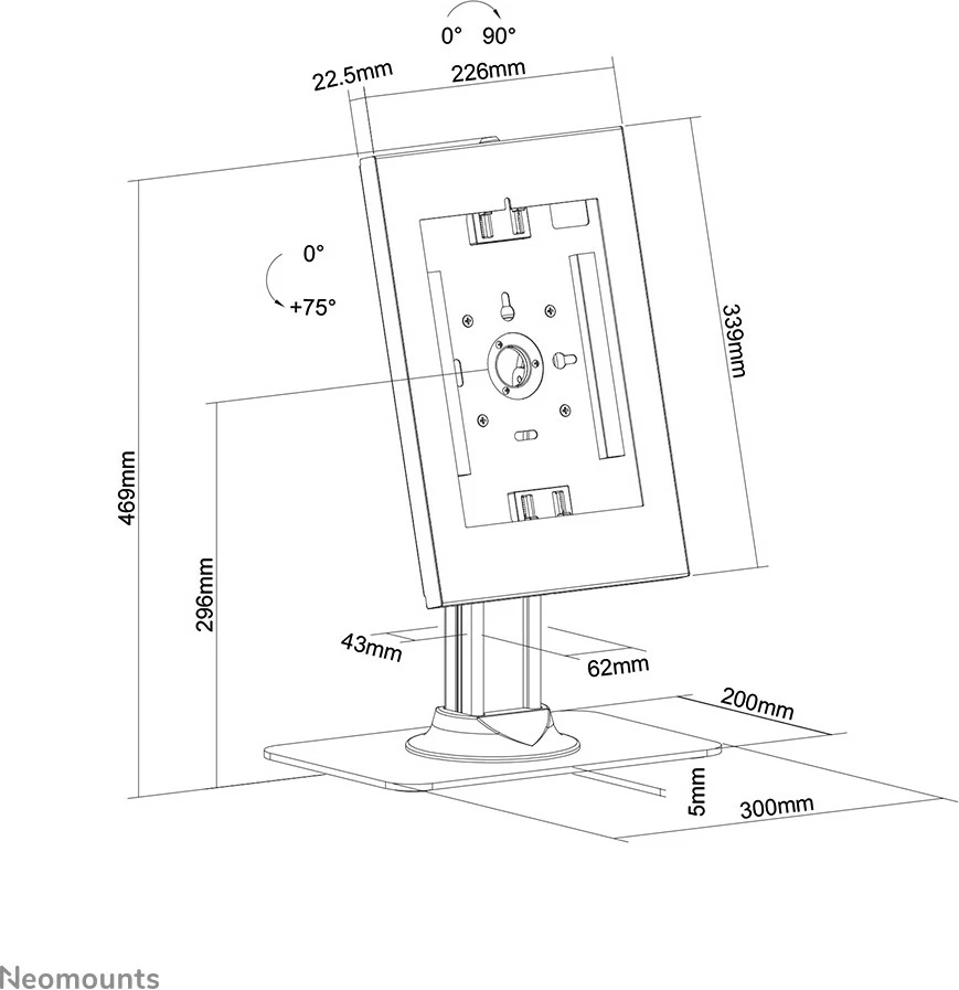Mbajtës tavoline për tabletë Newstar DS15-650WH1, 9.7-11 inç, bardhë