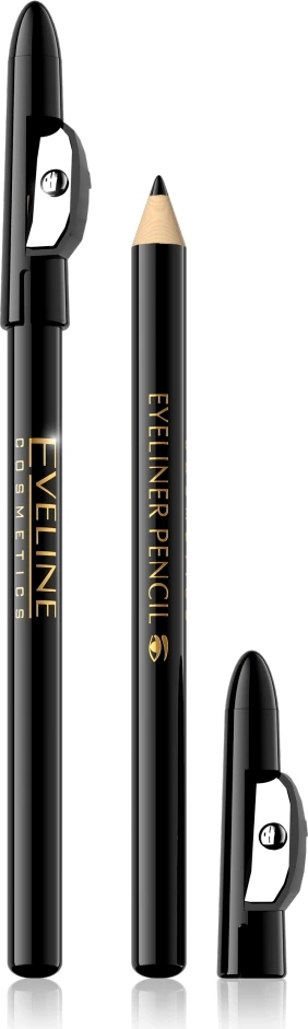 Laps për sy Eveline Cosmetics Eyeliner Pencil Short Black, 1 copë e zezë