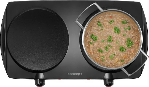 Shporet elektrik me dy pllaka, Concept VE3060, 2500 W, pllaka qeramike 19.2 cm, rregullim temperature, i zi