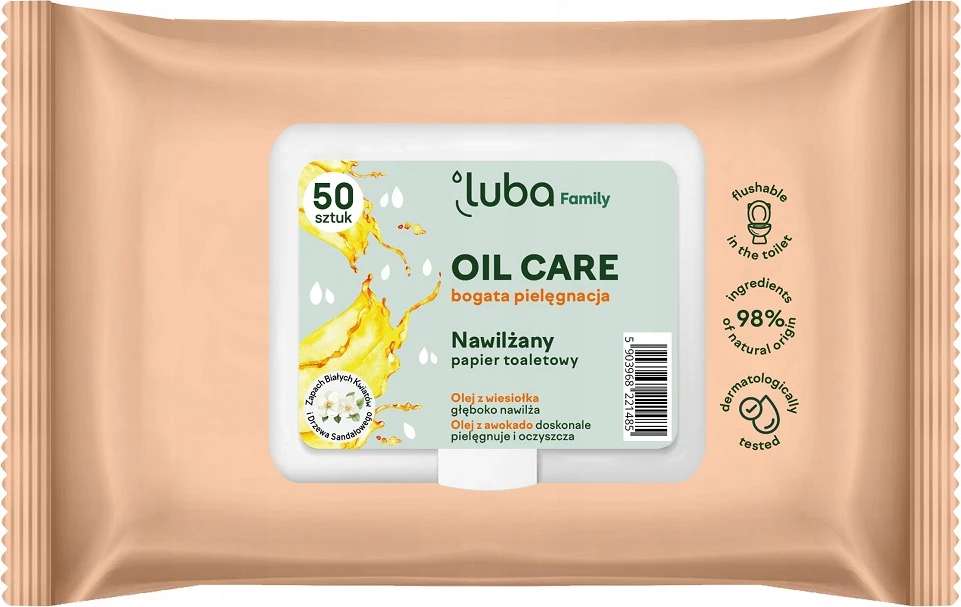 Letër higjienike e lagur Luba Family Oil Care, 50 copë