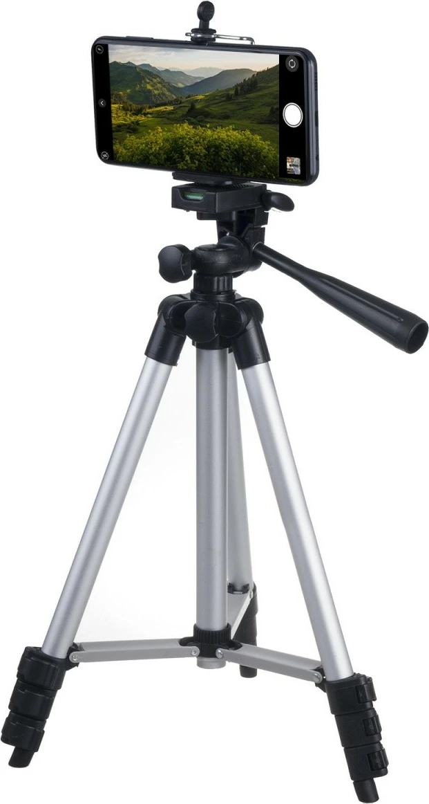 Stativ universal Maclean MC-164 për telefon, kamera, dritë unazore, 102 cm, i zi/argjendtë