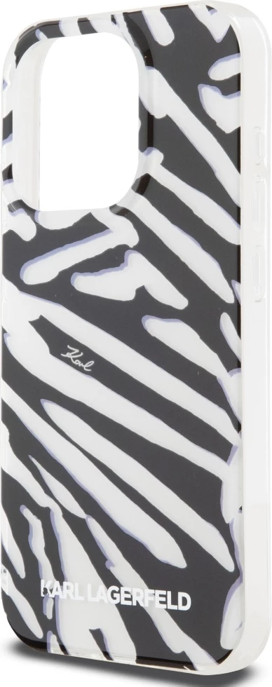 Mbështjellës Karl Lagerfeld IML Zebra Pattern & Cord për iPhone 15 Pro Max, zi