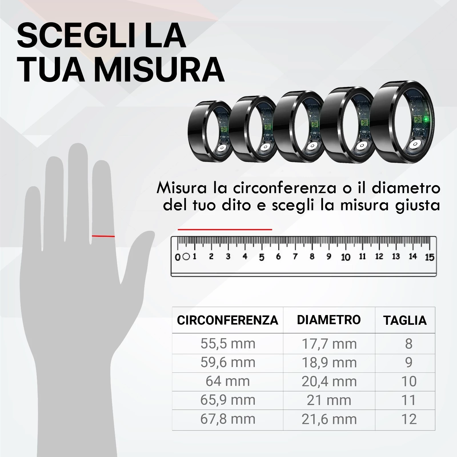 Unazë e mençur Techmade TM-NEXA-BK8 me kuti karikimi, 17.7mm, e zezë