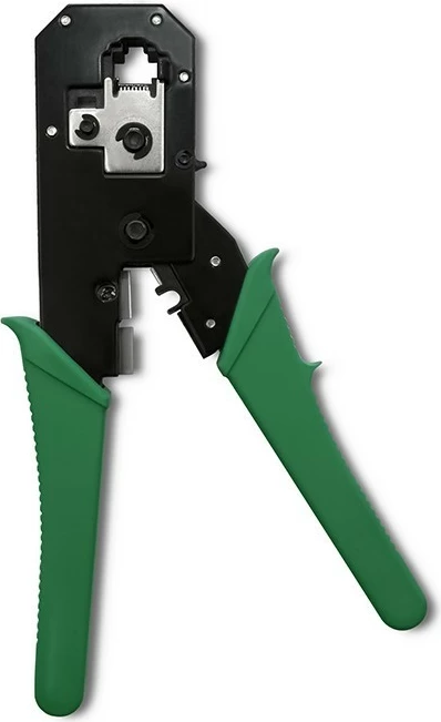 Vegël krimpimi modulare Qoltec 54381 për prerje dhe krimpim kabllosh Ethernet 8P 6P, e gjelbër