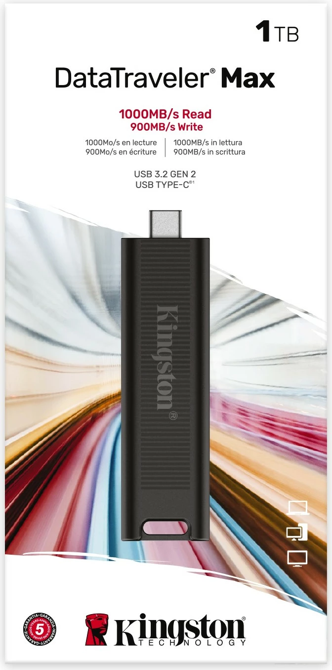 USB Kingston DataTraveler Max 1TB, USB Type-C, 3.2 Gen 2, 1000 MB/s, E zezë