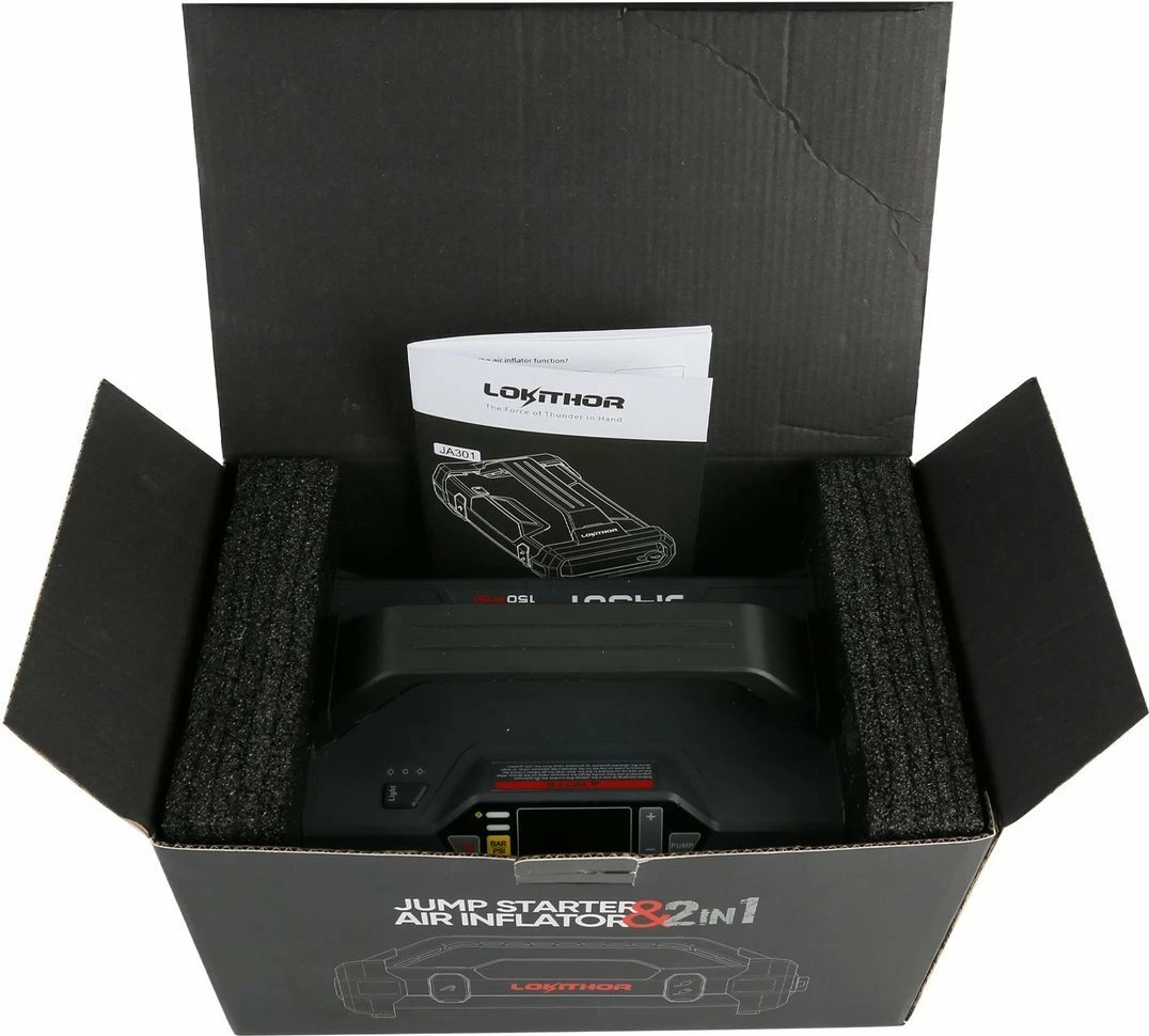 Jump starter Lokithor JA301, powerbank 20000mAh, kompresor, dritë LED, i zi