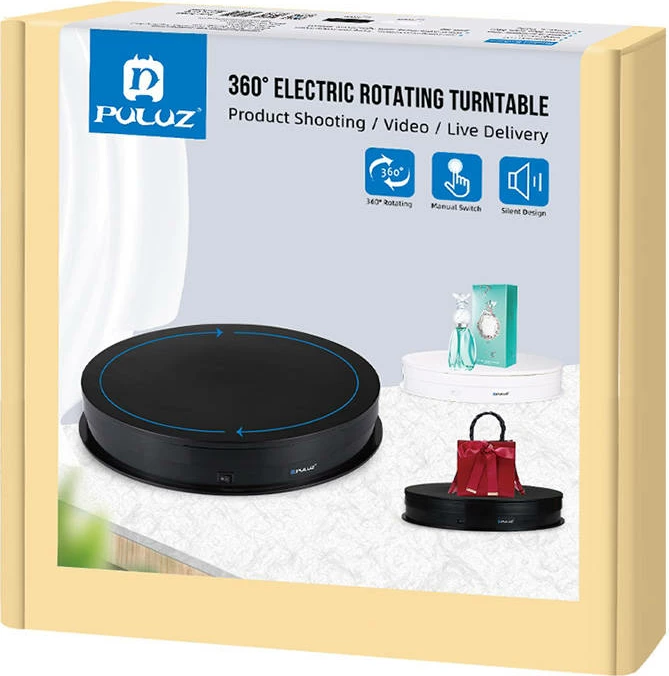 Qëndrim rrotullues Puluz PU3049B, 30 cm, USB, i zi