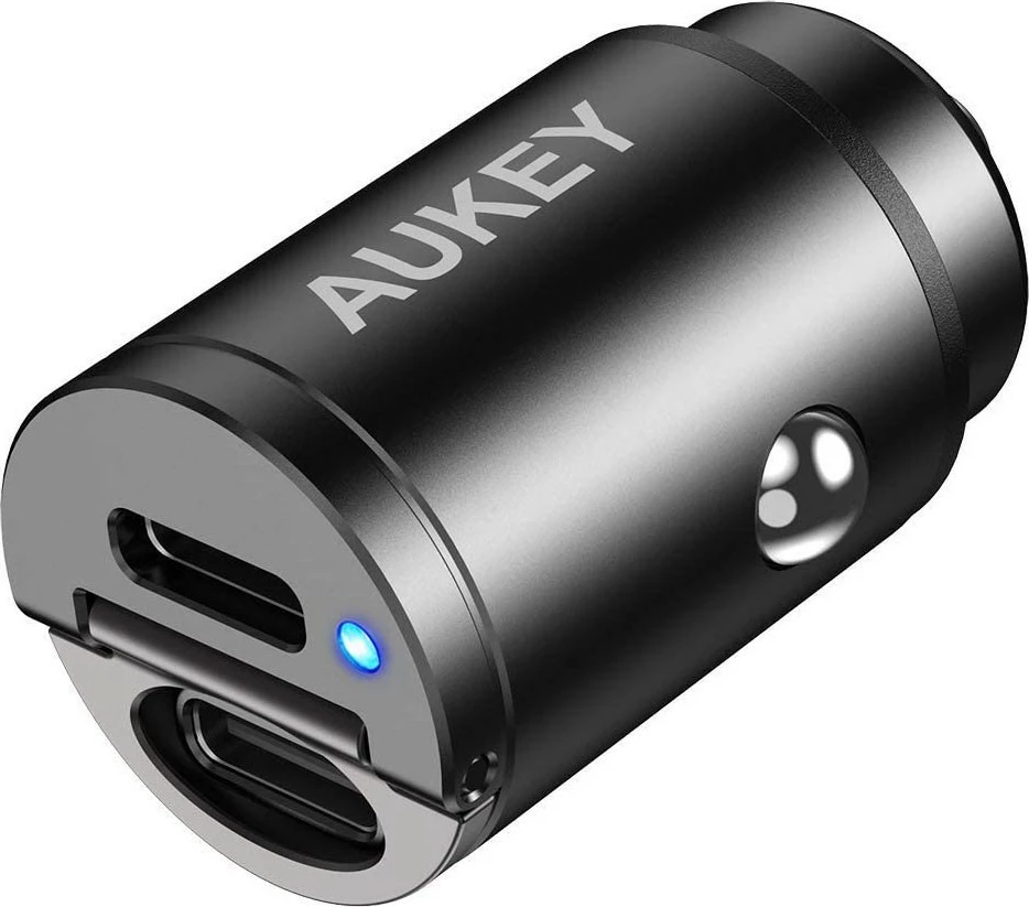 Karikues veture AUKEY CC-A4, 2x USB-C, 30W, Power Delivery, Quick Charge 3.0, i zi
