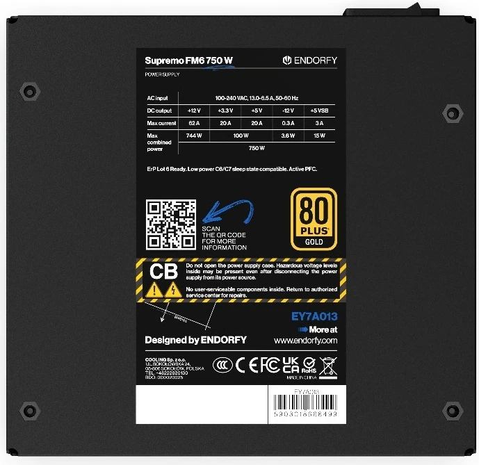 Kasë energjie Endorfy Supremo FM6 Gold 750W, modular, e zezë