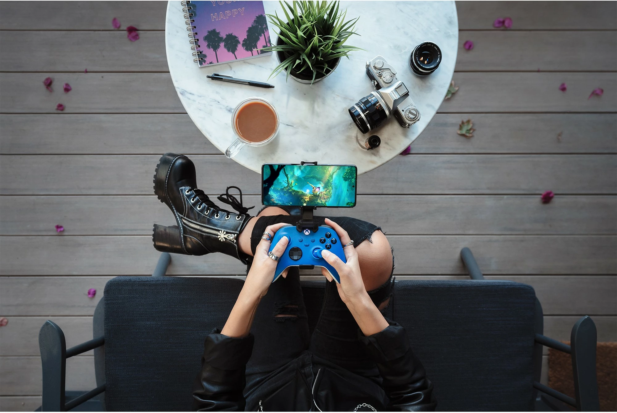 Gamepad Microsoft Xbox Wireless Controller, Bluetooth/USB, Android, PC, Xbox, ngjyrë blu dhe bardhë