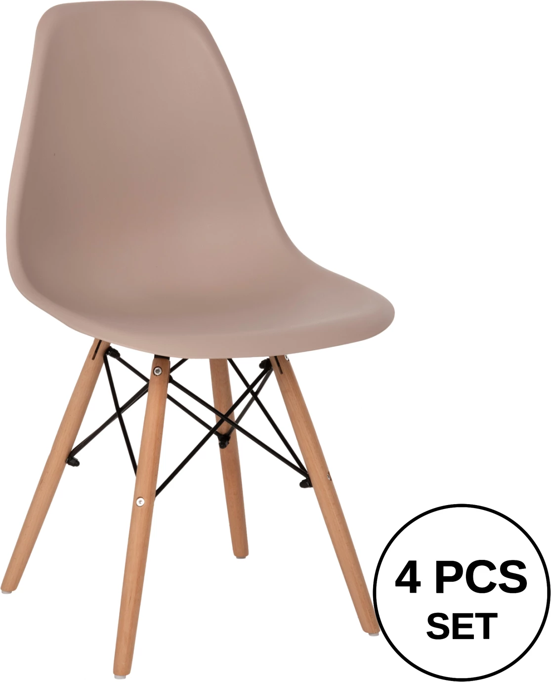 Karrige ngrënieje TWIST FH8460.35 këmbë druri-polipropileni, ngjyrë kapuçino, 46x50x82H cm., set prej 4 copë