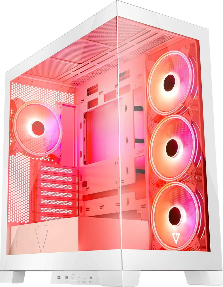 Kasë MODECOM Volcano Space ARGB, Midi Tower, xham i temperuar, e bardhë