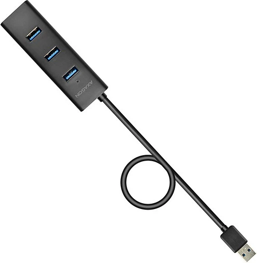 Hub USB 4-portësh AXAGON HUE-S2BP me karikues, 1.2m, i zi