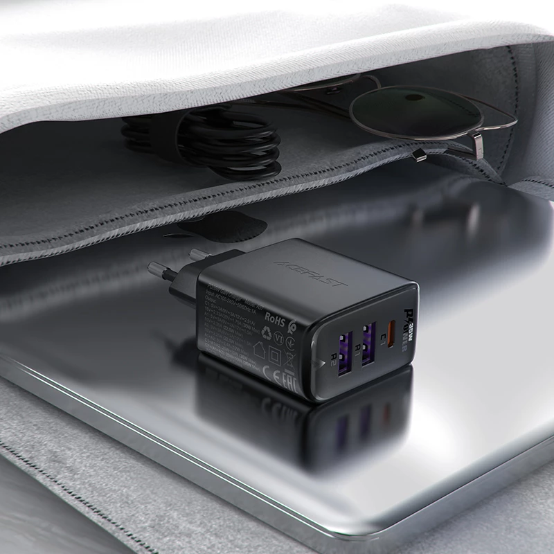 Karikues muri Acefast A57, 35W, 3 porta (2x USB-A + USB-C), GaN, i zi