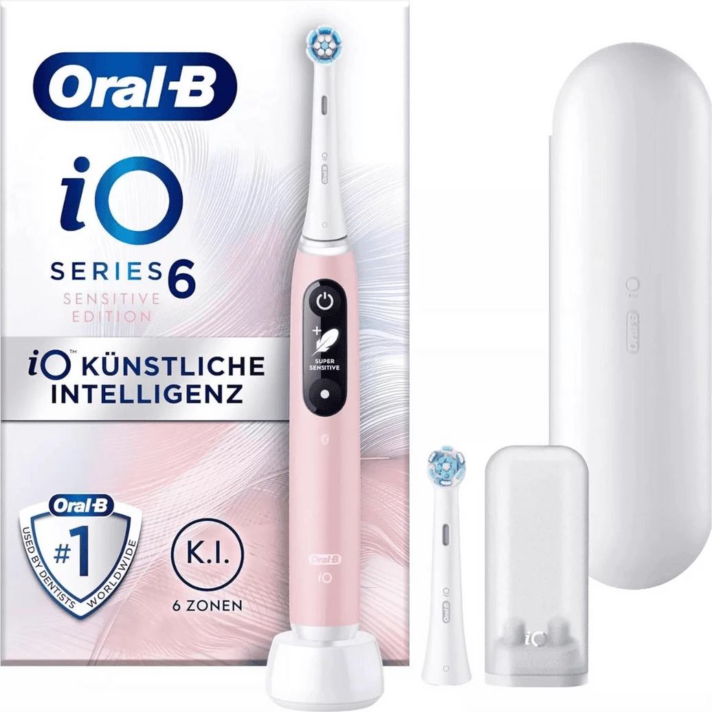 furçë dhëmbësh elektrike, Oral-B iO6 445197 Sensitive Edition me inteligjencë artificiale, rozë