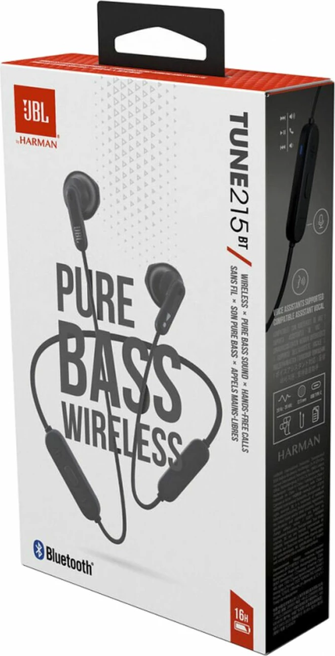 Kufje JBL Tune 215BT, pa tela, Bluetooth 5.0, mikrofon, e zezë