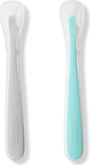 Set ushqimi Skip Hop Easy-Feed, 2 tasa, 2 lugë, 1 shishe, kaltër/gri