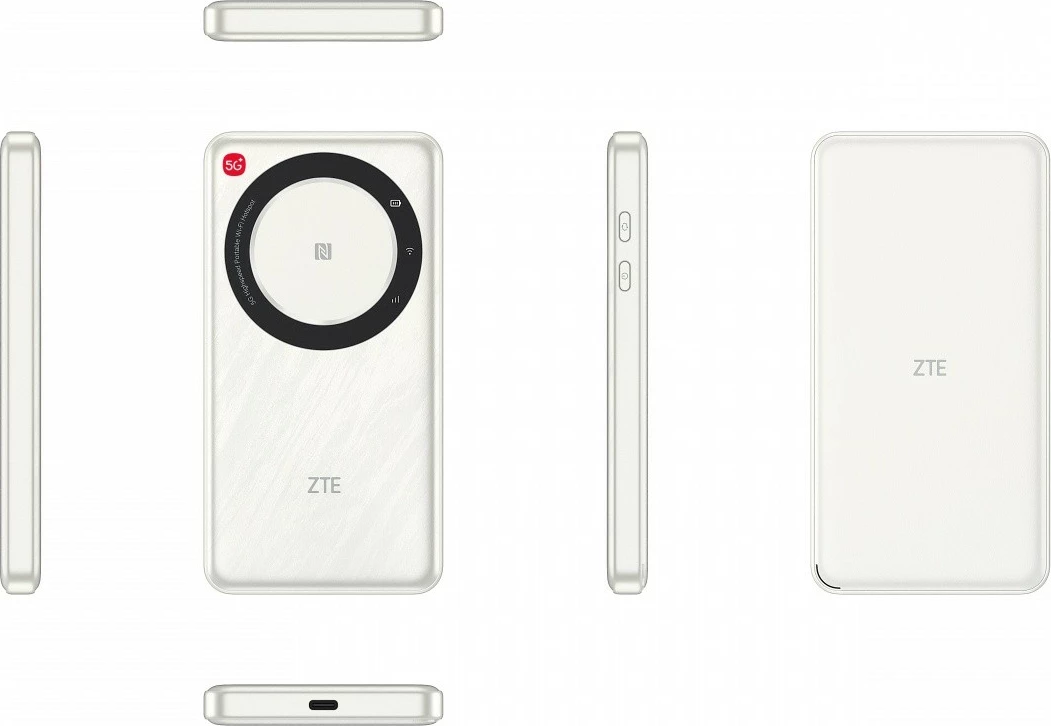 Ruter mobil 5G ZTE U30 Air Wi‑Fi dual-band 2.4/5 GHz 867 Mb/s NFC USB‑C bateri 4500 mAh i bardhë