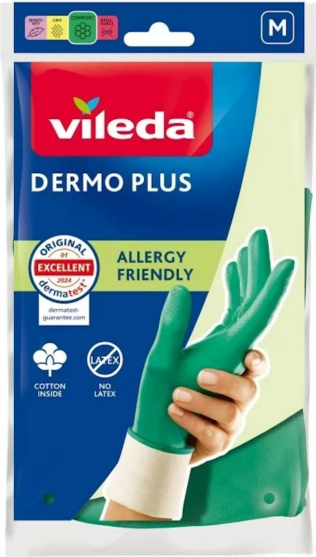 Doreza Vileda Dermo Plus, M, pambuk/nitril, e gjelbër