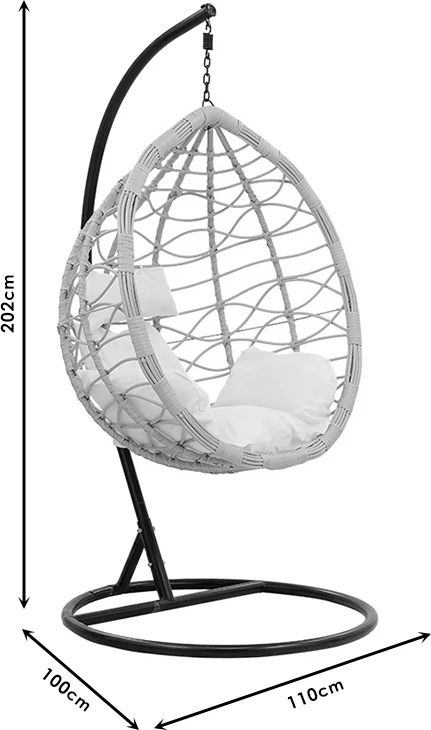 Karrige varëse për kopsht, metal-kafe, jastëk bezhë, 106x103x200cm