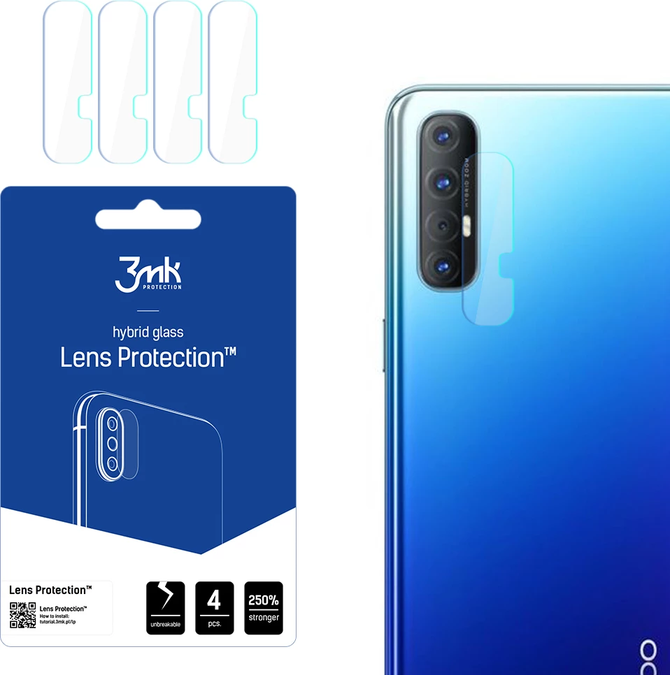 Xham mbrojtës kamerë 3mk Protection për Oppo Reno 3 Pro, Transparent, 4 copë