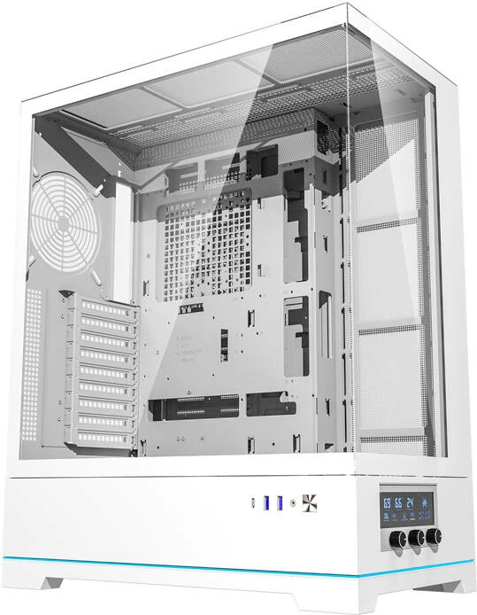 Kasë Darkflash DY451L, Big Tower, pa ventilatorë, ATX, xham i temperuar, e bardhë