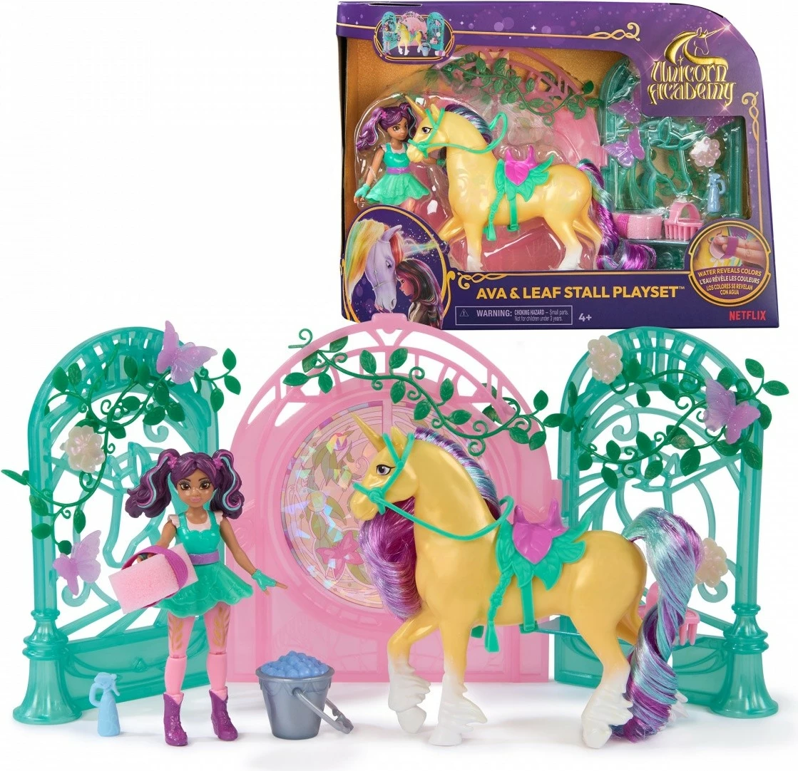 Set figurina Unicorn Academy Spin Master 6072051, Ava & Leaf, me aksesorë, ndryshim ngjyre