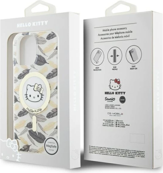 Mbështjellës Hello Kitty IML Golden Leaves MagSafe për iPhone 16 Pro Max, Bardhë