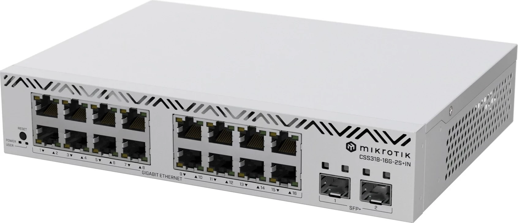 Switch MikroTik CSS318-16G-2S+IN, 16 porta Gigabit, 2 SFP+, Bardhë