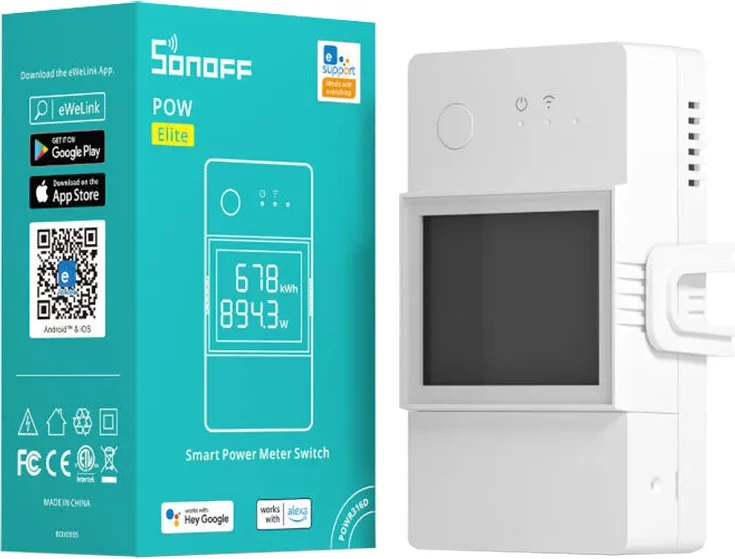 Ndërprerës smart për matje të energjisë Sonoff POWR320D, WiFi, i bardhë